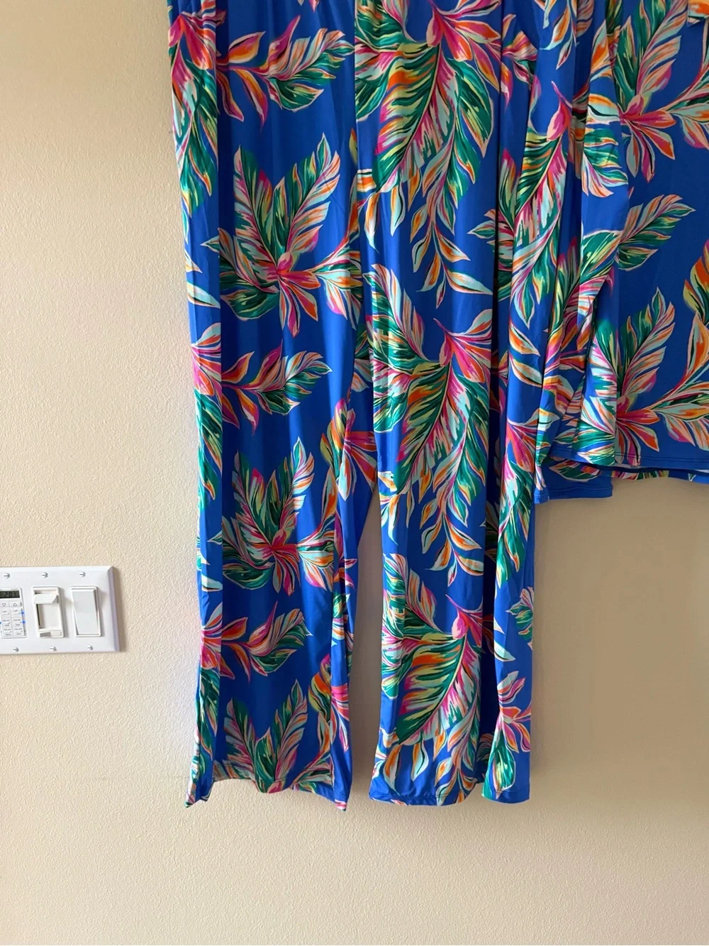 La Blanca Vibrant Blue Tropical Leaf Resort Wear Loungewear Set NEW - Picture 5 of 12